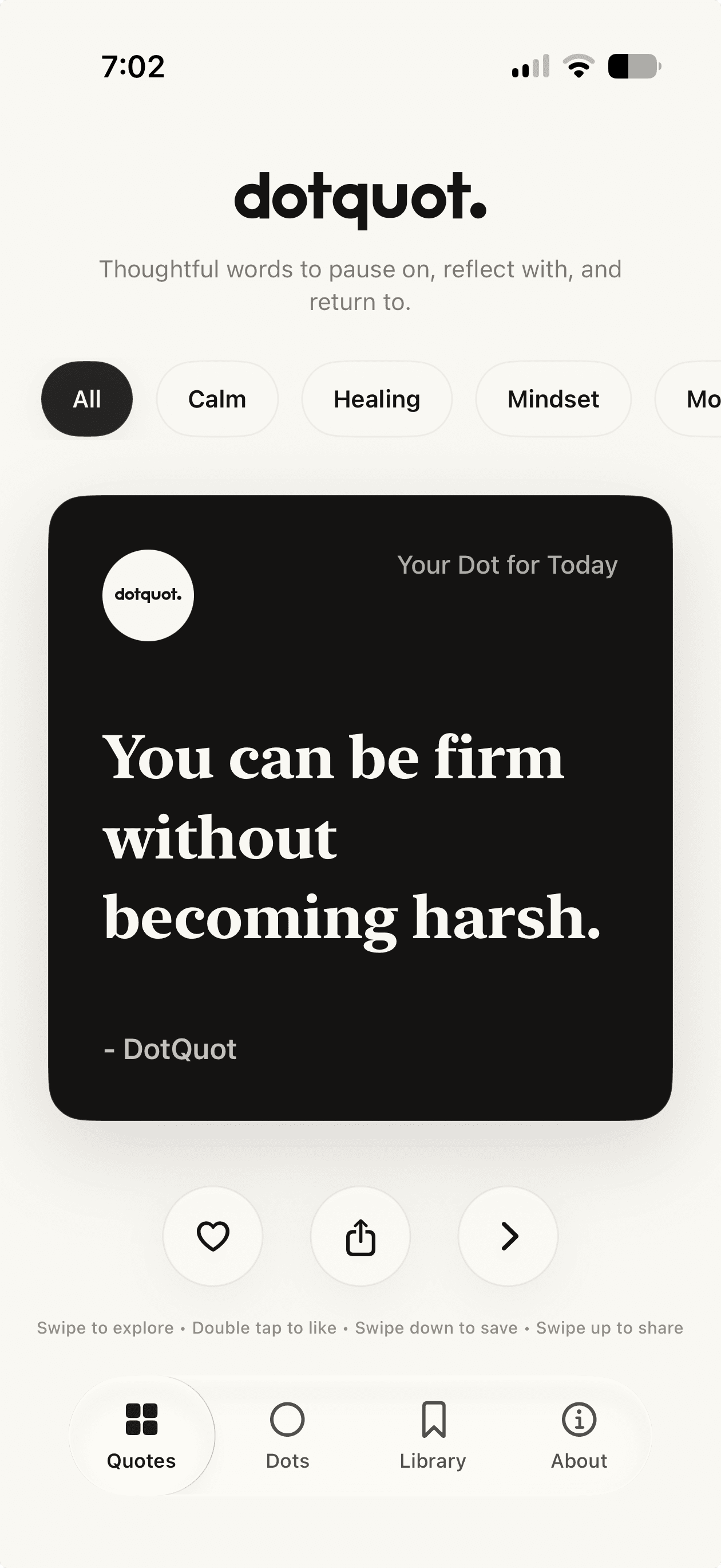 DotQuot daily quote screen
